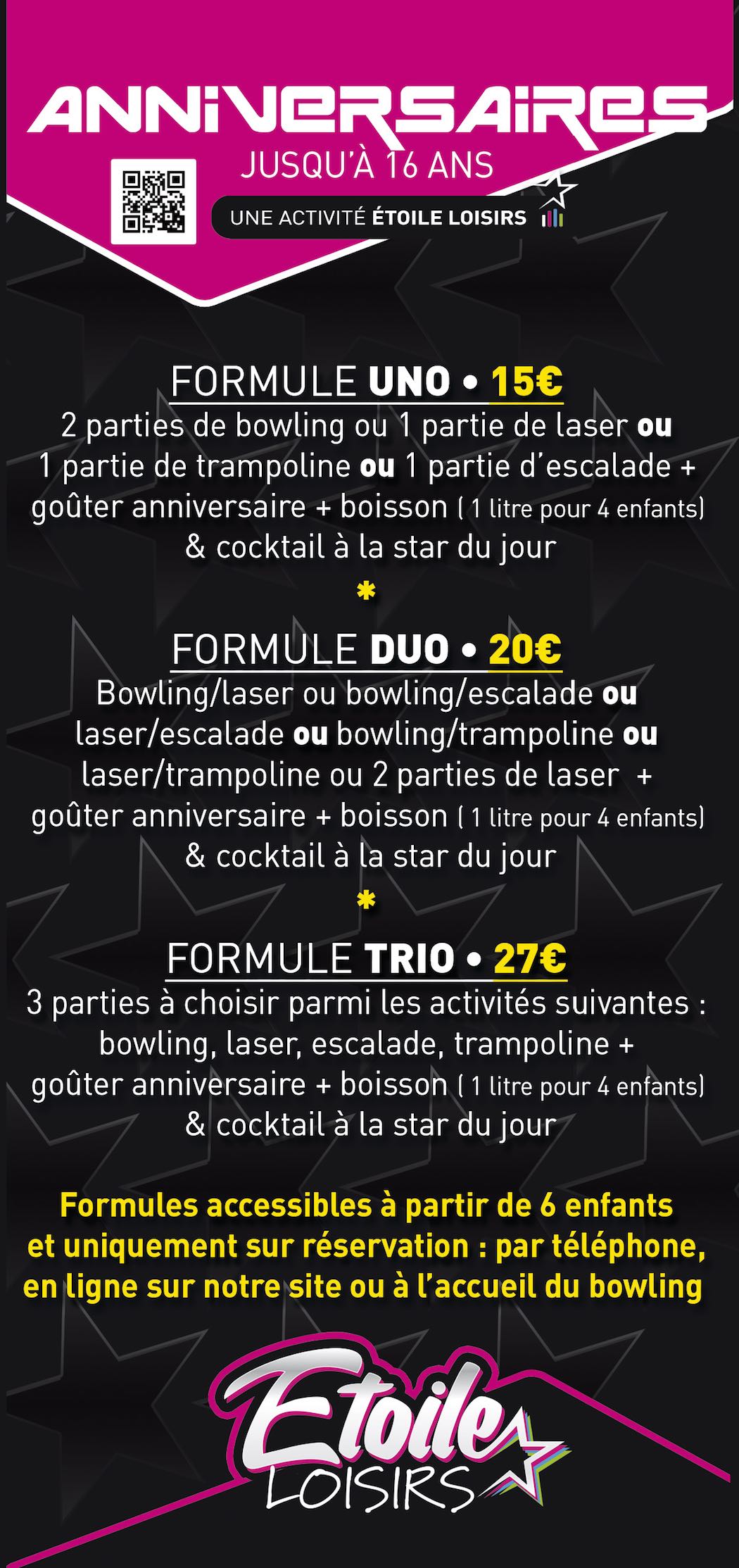 Tarifs Anniversaire enfants – Bowling de l’étoile – Étoile loisirs – Metz Zac d’Augny anniversaires enfants - étoile loisirs - metz zac d'augny